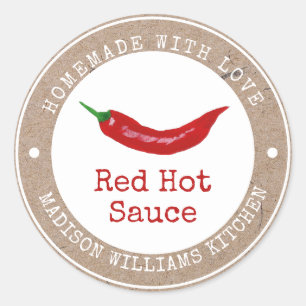 Étiquette de sauce chaude Maison faite avec amou
