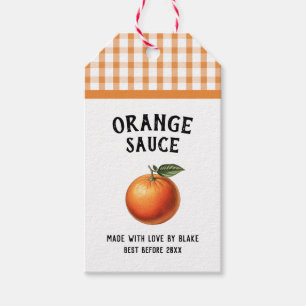 Étiquette de sauce orange motif à carreaux