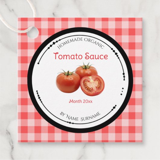 Étiquette de sauce tomate maison avec ingrédients (Devant)