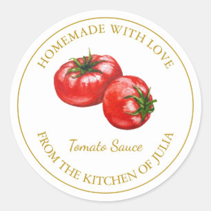 Étiquette de sauce tomate maison en or Blanc