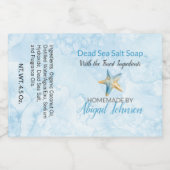 Étiquette de savon à l'Aquarelle bleu ivoire (Étiquettes simples)