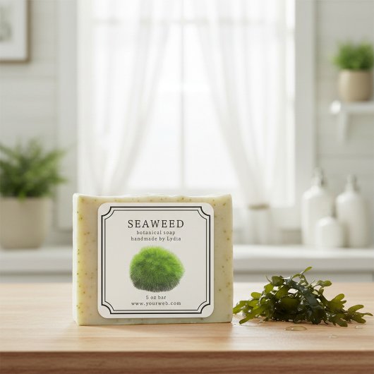 Étiquette de savon artisanal aux algues