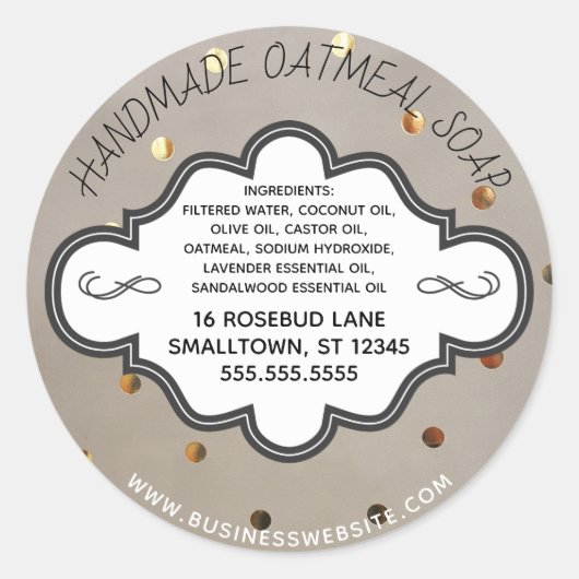 Étiquette de savon artisanal Kraft Pois de papier  (Devant)