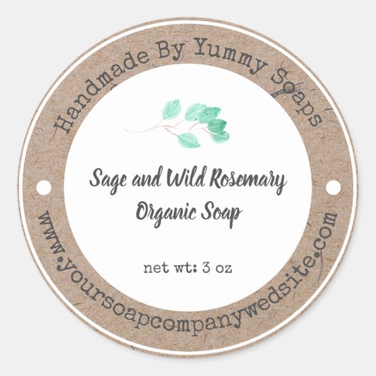 Étiquette de savon artisanal | Papier Faux Kraft (Devant)