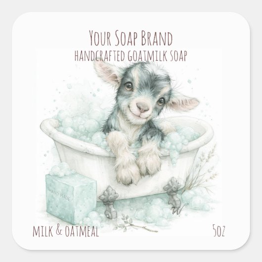 Étiquette de savon artisanale Chèvre Bébé Adorable (Devant)