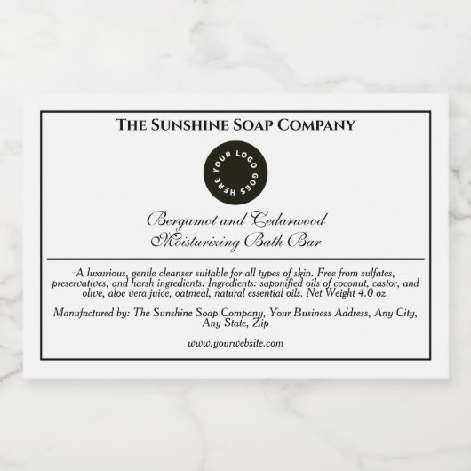 Étiquette de savon blanc et noir imperméable (Étiquettes simples)