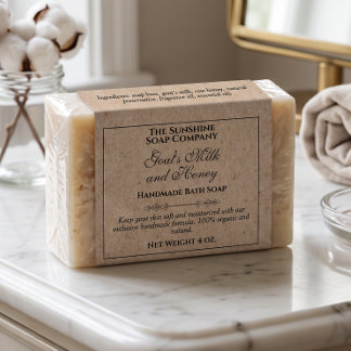 Étiquette de savon blanche à encadrement carré en