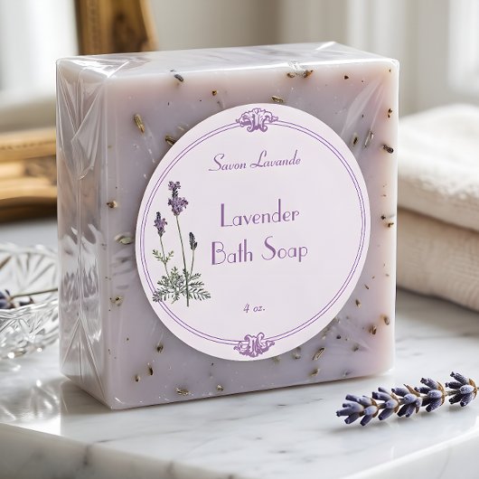 Étiquette de savon de bain à la lavande