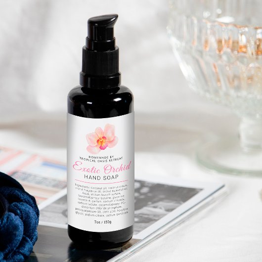 Étiquette de savon de beauté logo orchidée tropica