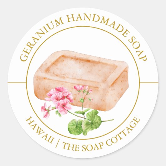 Étiquette de savon de géranium (Devant)