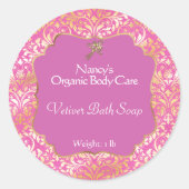 Étiquette de savon de mousse rose et or - 3 (Devant)