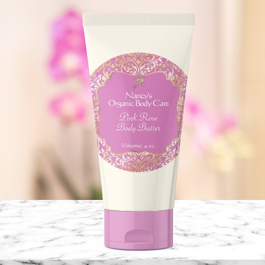Étiquette de savon de mousse rose et or - 3