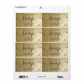 Étiquette de savon de script scintillant doré mode (Feuille entière)