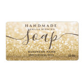 Étiquette de savon de script scintillant doré mode (Devant)