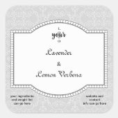 Étiquette de savon et de bougie en dentelle grise (Devant)