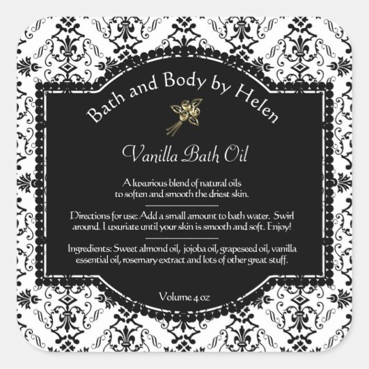 Étiquette de savon et de cosmétiques noir et blanc (Devant)