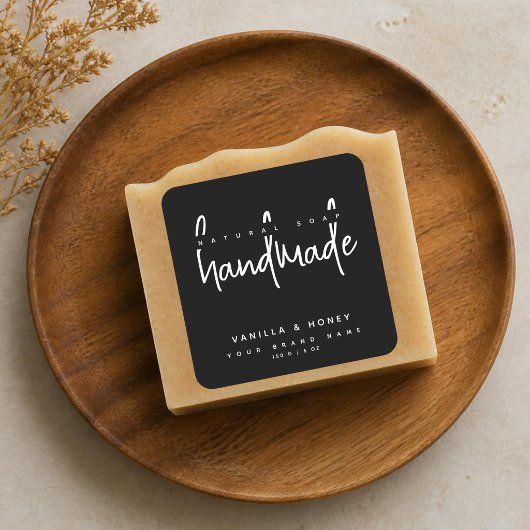 étiquette de savon noir fait main écriture minimal