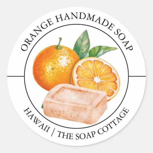 Étiquette de savon orange (Devant)