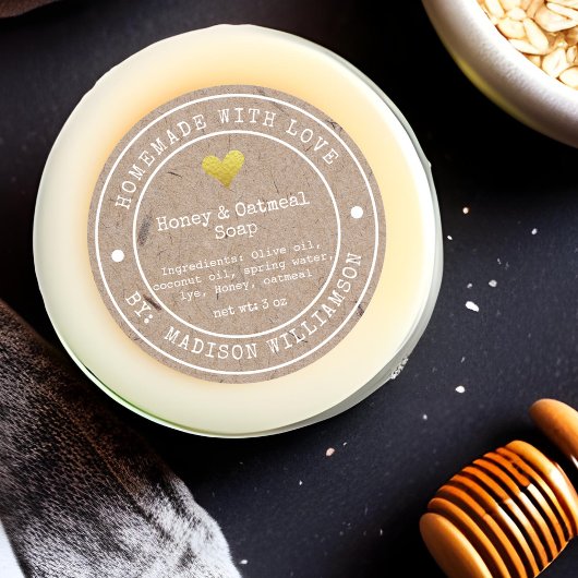 Étiquette de savon rustique fait maison avec amour