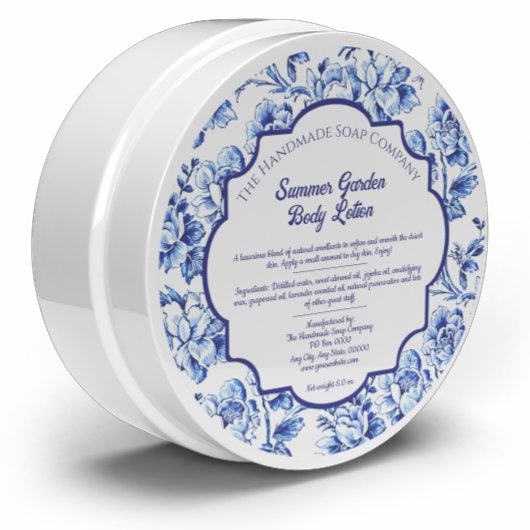 Étiquette de savon Vintage bleu et blanc