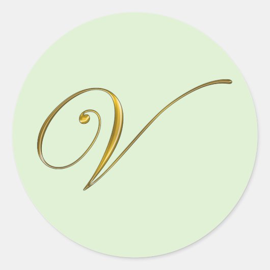 Étiquette de sceau d'enveloppe V Monogramme Or (Devant)