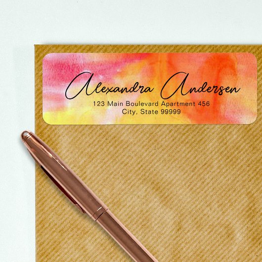 Étiquette de script chic rose orange jaune artisti