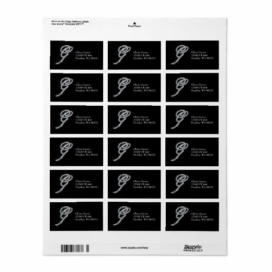 Étiquette de script G "Diamond Bling" (Feuille entière)