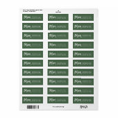 Étiquette De script rétro vert vacances retour adresse (Feuille entière)