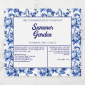 Étiquette de sels de bain Floral bleu et blanc éta (Étiquettes simples)