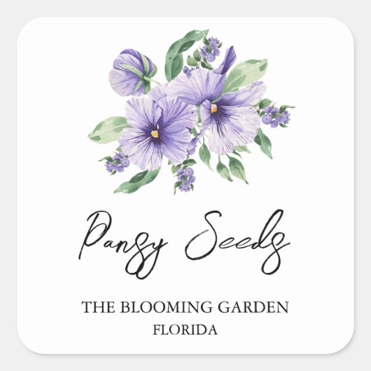 Étiquette de semences de Pansy (Devant)