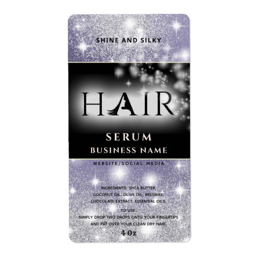 Étiquette de sérum de cheveux brillant moderne (Devant)