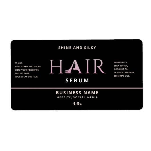 Étiquette de sérum de cheveux élégant moderne (Devant)