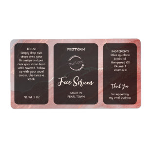 Étiquette de Sérum Pailleté Rose Gold