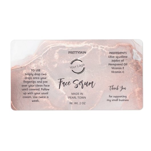 Étiquette de Sérum Rose Gold (Devant)