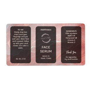 Étiquette de sérum scintillant or rose