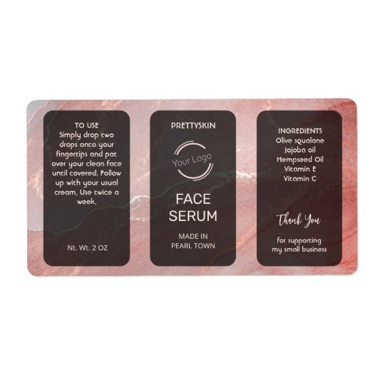 Étiquette de sérum scintillant or rose (Devant)