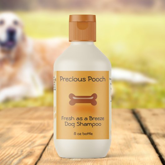 Étiquette de shampoing pour chien (orange)