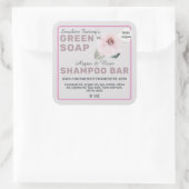 Étiquette de Shampoing Solide Rose Pastel (Sac)