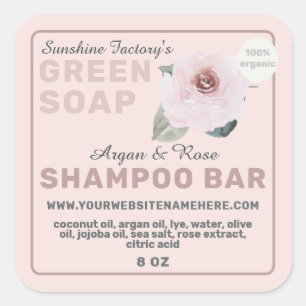 Étiquette de Shampooing Solide Rose Rougeâtre