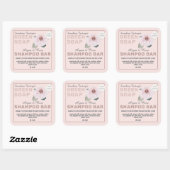 Étiquette de Shampooing Solide Rose Rougeâtre (Feuille)