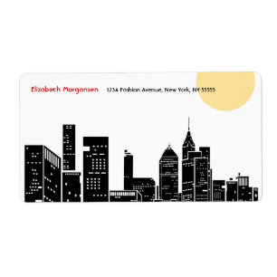 Étiquette de silhouette d'horizon de New York