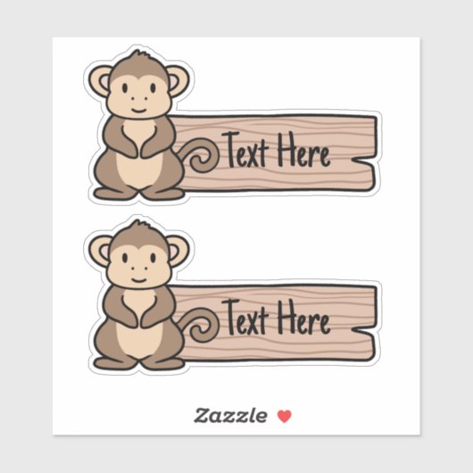 Étiquette de singe mignon (Feuille)