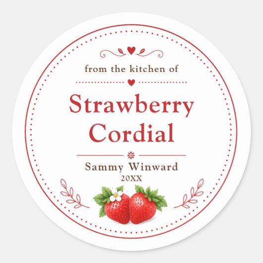 Étiquette de sirop de fraise fait maison (Devant)