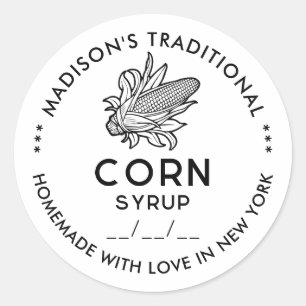 Étiquette de sirop de maïs moderne avec épi noir e
