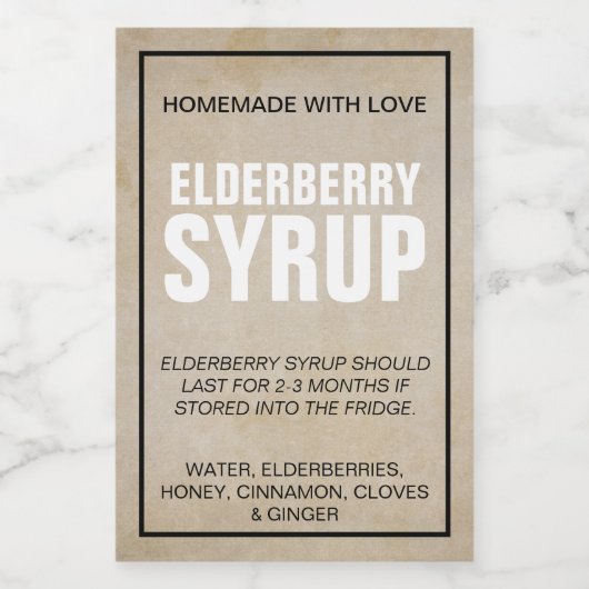 Étiquette de sirop de sureau ZEB_07 (Étiquettes simples)