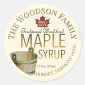 Étiquette de sirop d'érable à feu de bois (Devant)