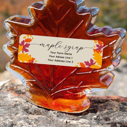 Étiquette de sirop d'érable à la frontière Feuille