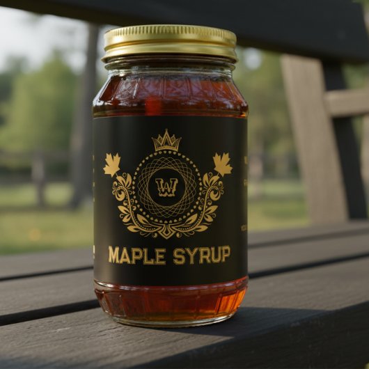 Étiquette de sirop d'érable à monogramme noir et o