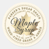 Étiquette de sirop d'érable au bois avec feuille d (Devant)