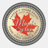 Étiquette de sirop d'érable au bois avec feuille d (Devant)